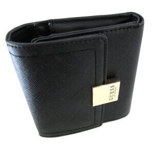 🆕 Women's Wallet Guess Trifold Sabina  black gold tones clutch multiple pouches